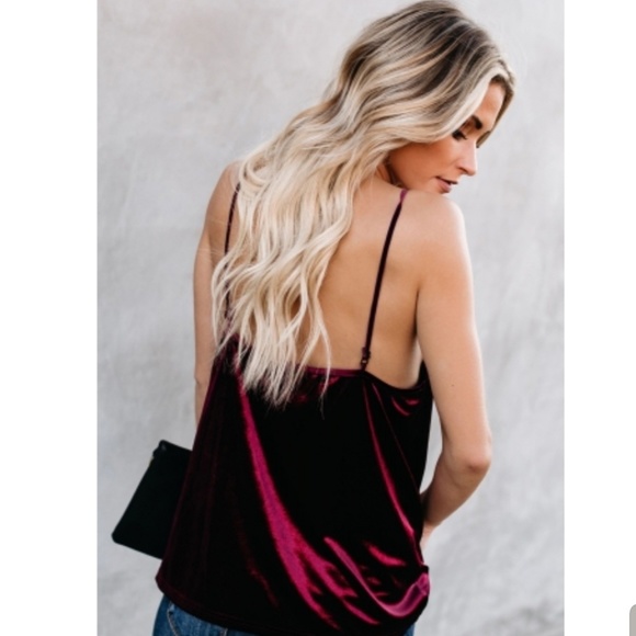 1X Merlot Velvet & Lace boho cami - Picture 2 of 5